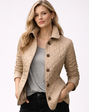 Elegante Gewatteerde Jas Met Knoopsluiting En Getailleerde Pasvorm Voor Dames