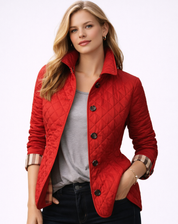 Elegante Gewatteerde Jas Met Knoopsluiting En Getailleerde Pasvorm Voor Dames