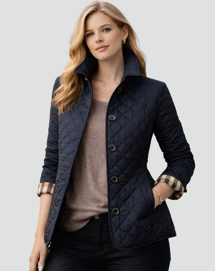 Elegante Gewatteerde Jas Met Knoopsluiting En Getailleerde Pasvorm Voor Dames