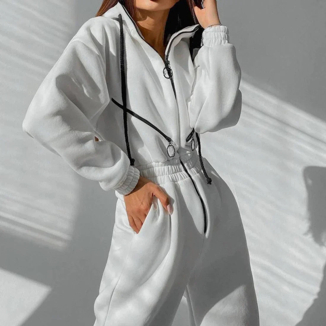 Zachte Dames Comfortabele Fleece Overall met Capuchon