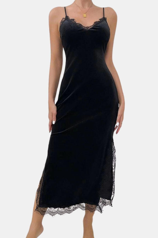 Midi Slipdress met Kant en Spaghettibandjes Nachtkledij Dames