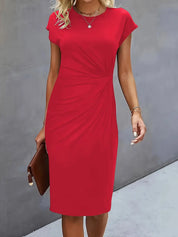 Robe midi intemporelle pour femme avec coupe cintrée et fronces