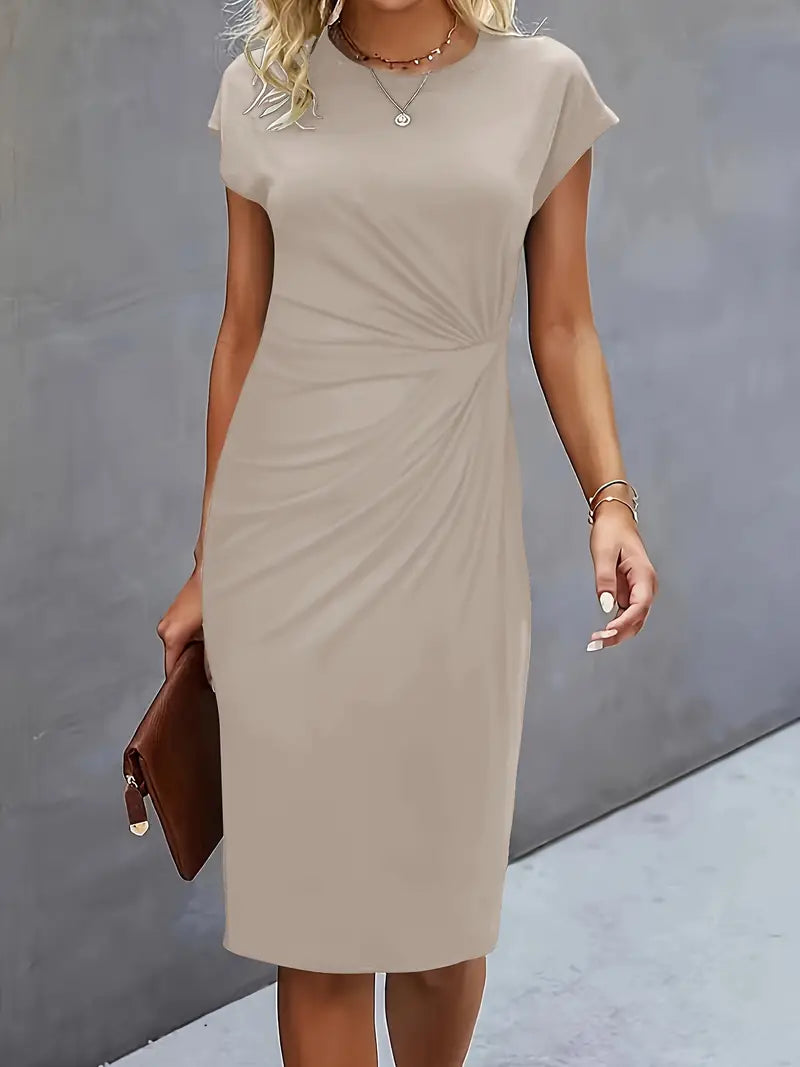 Robe midi intemporelle pour femme avec coupe cintrée et fronces