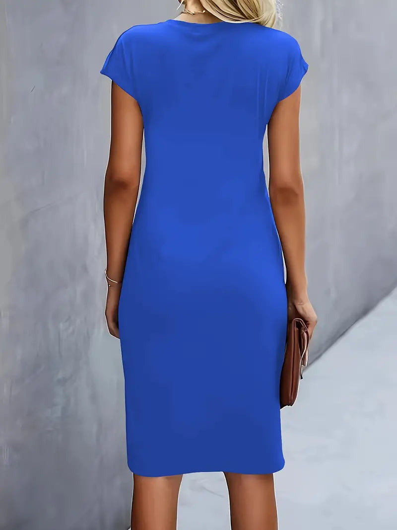 Robe midi intemporelle pour femme avec coupe cintrée et fronces