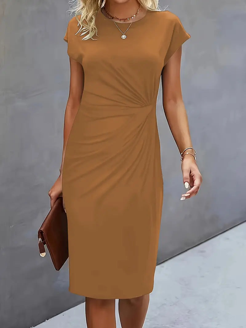 Robe midi intemporelle pour femme avec coupe cintrée et fronces