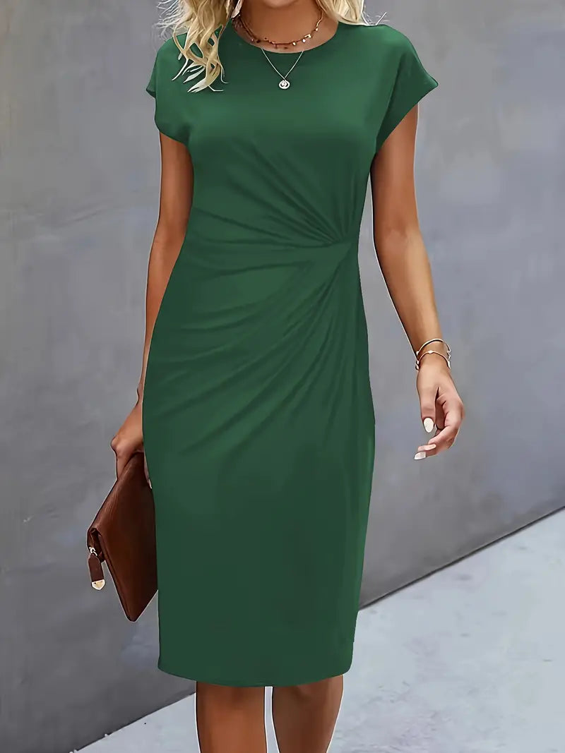 Robe midi intemporelle pour femme avec coupe cintrée et fronces