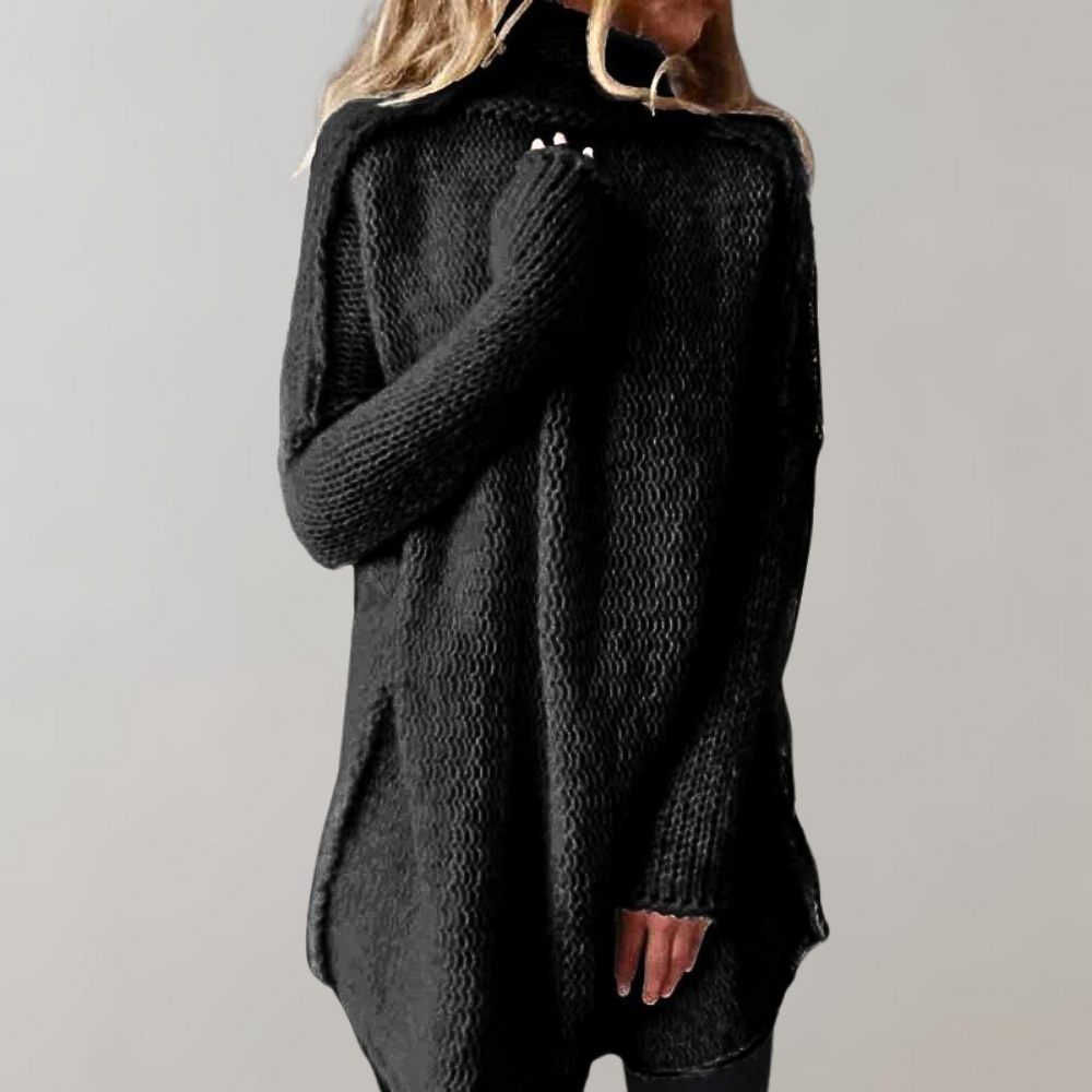 Pull col roulé en maille oversize manches longues chaud et doux pour femmes