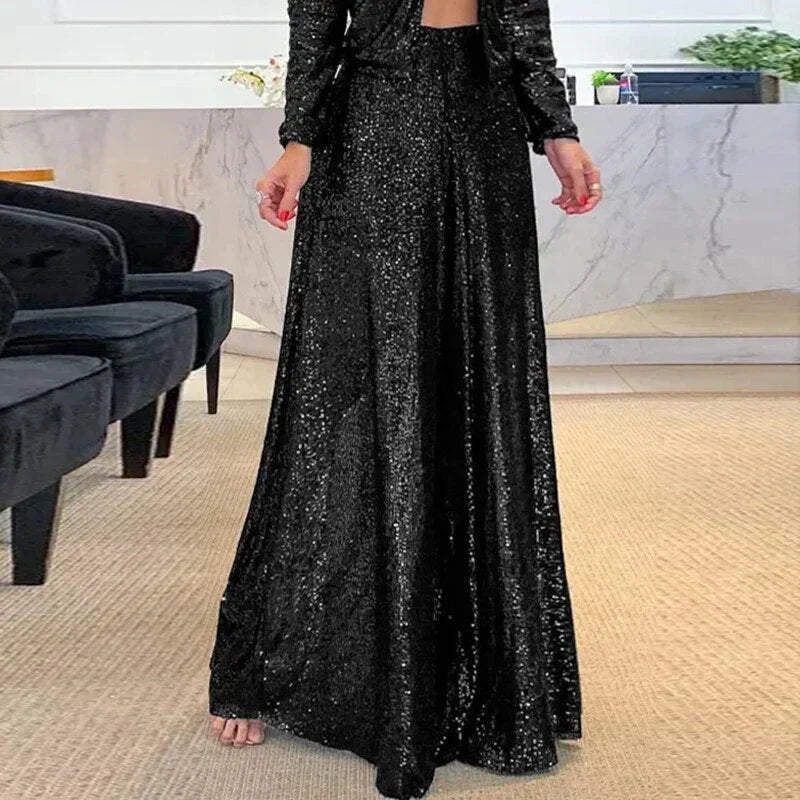 Sequin Wide-Leg Pants for Women for Parties