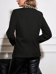 Elegancka Stylowa Damska Marynarka z Panterkowymi Detalami