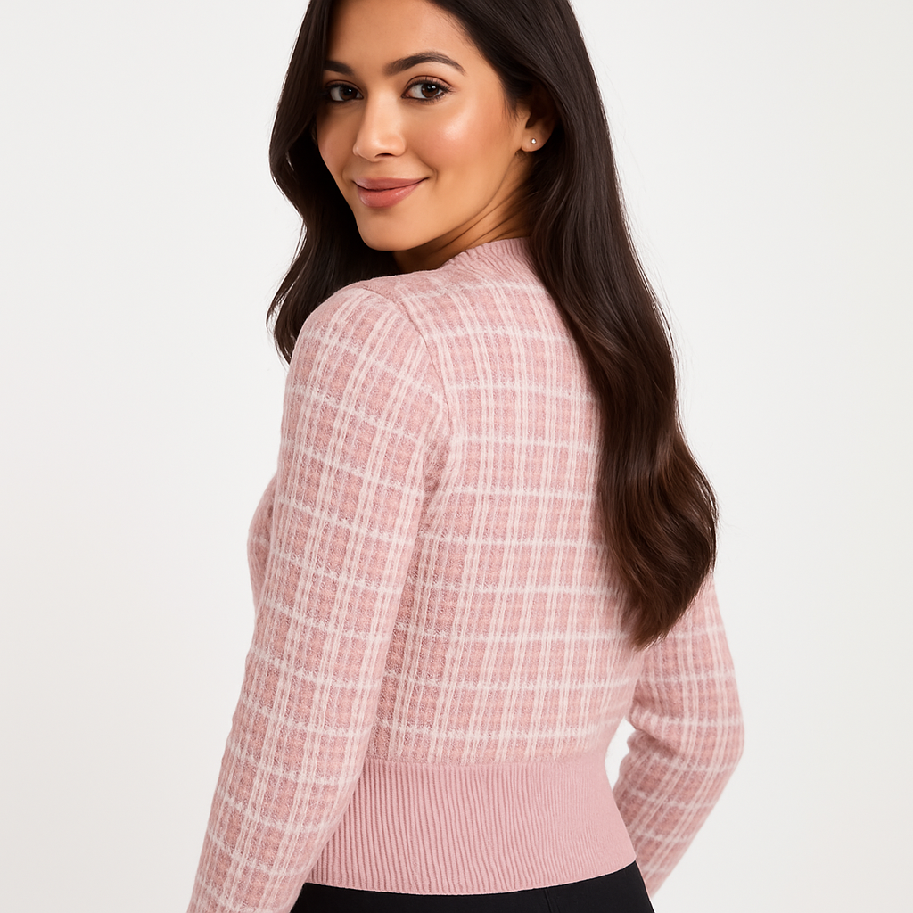 Zacht Gebreid Dames Vest in Tweed-look met Knoopsluiting