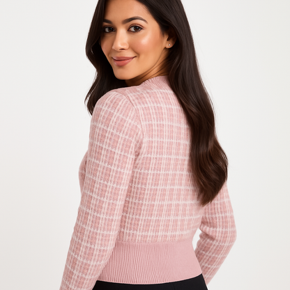 Zacht Gebreid Dames Vest in Tweed-look met Knoopsluiting