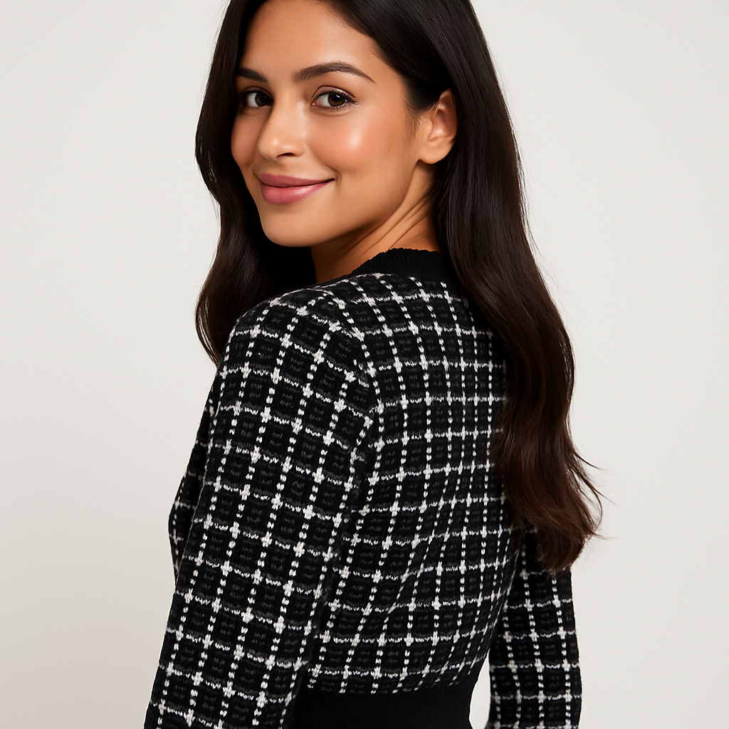 Zacht Gebreid Dames Vest in Tweed-look met Knoopsluiting