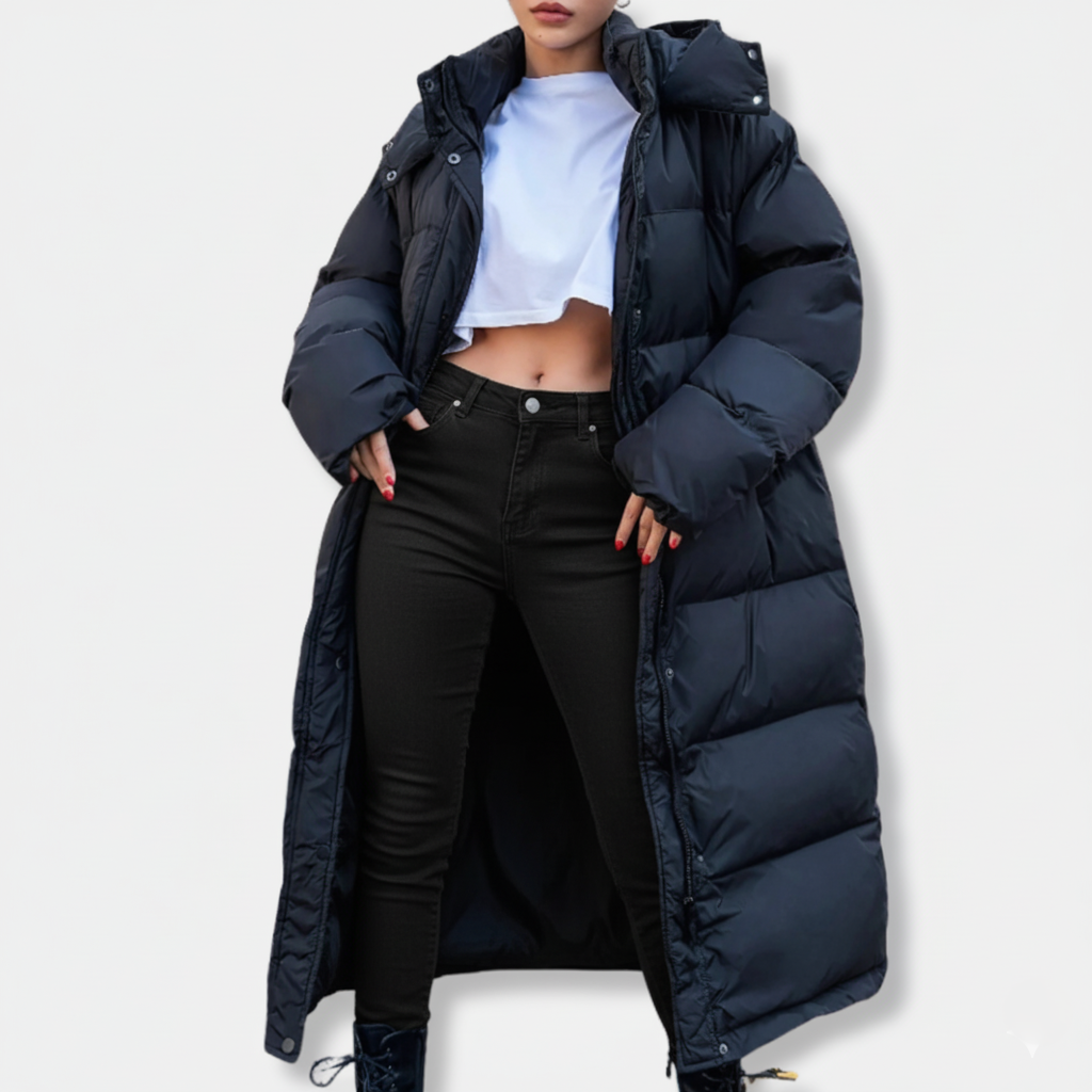 Lange Oversized Puffer Winterjas Met Capuchon Voor Dames
