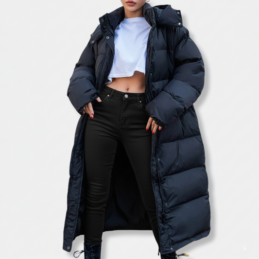 Lange Oversized Puffer Winterjas Met Capuchon Voor Dames