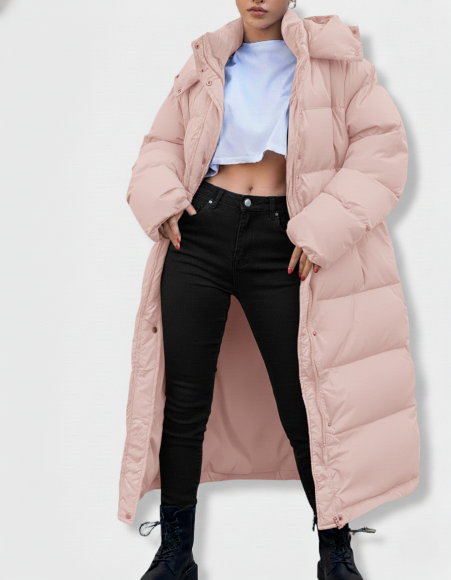 Lange Oversized Puffer Winterjas Met Capuchon Voor Dames