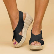 Genevieve Sandals | Comfy Wedge Sandals with Cross Straps