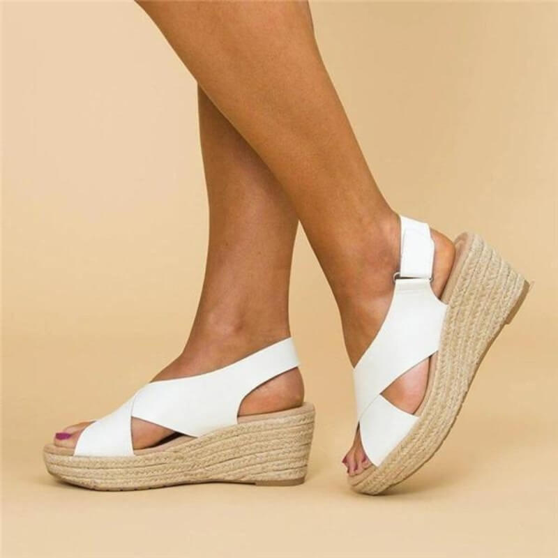 Genevieve Sandals | Comfy Wedge Sandals with Cross Straps