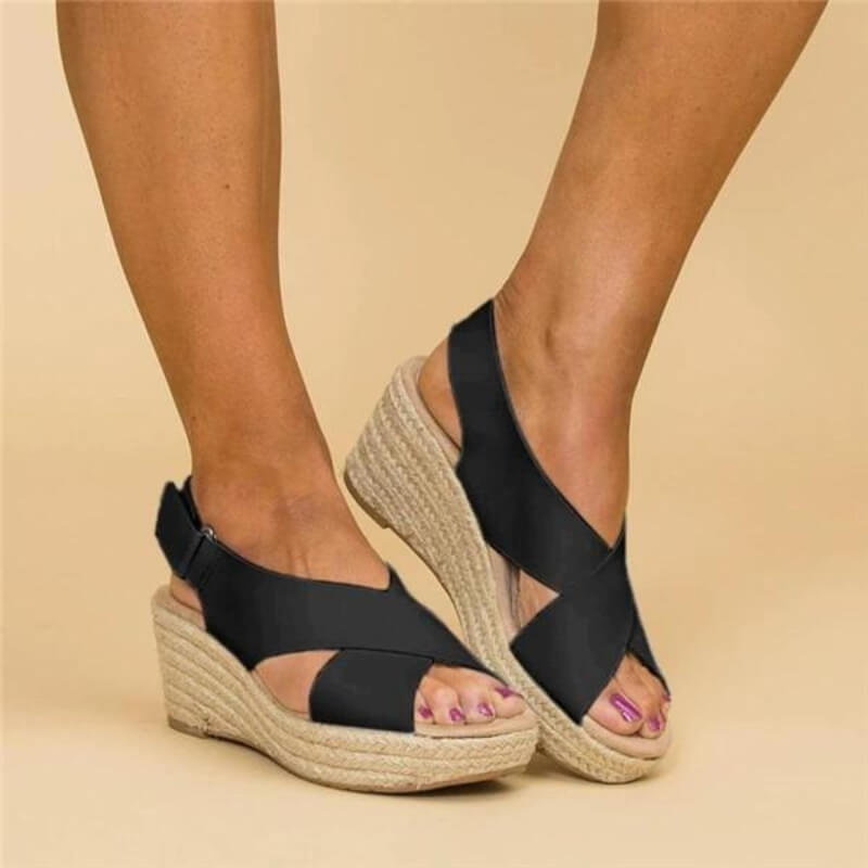 Genevieve Sandals | Comfy Wedge Sandals with Cross Straps