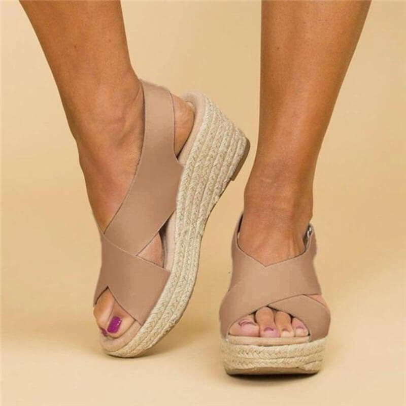 Genevieve Sandals | Comfy Wedge Sandals with Cross Straps