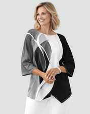 Geometrische Blouse Met Driekwart Mouwen En Print