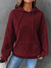 Sweat à capuche chaud pour femmes doublé polaire avec poche kangourou