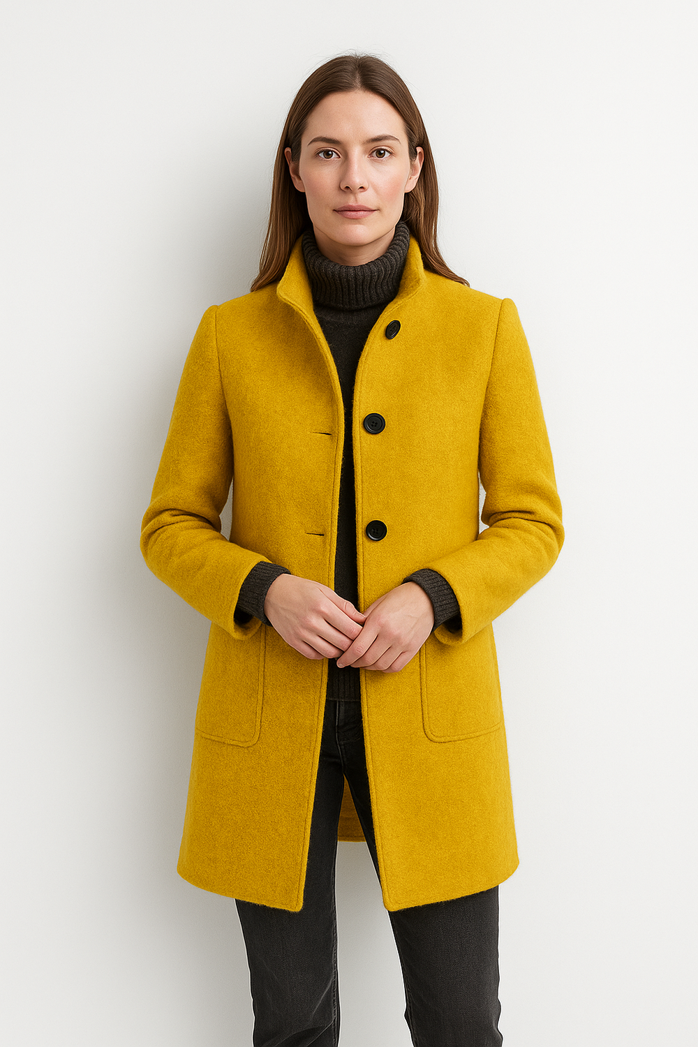 Padded Women's Winter Coat with Button Closure