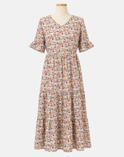 Bohemian Bloemenprint Midi Zomerjurk met Korte Mouwen voor Dames