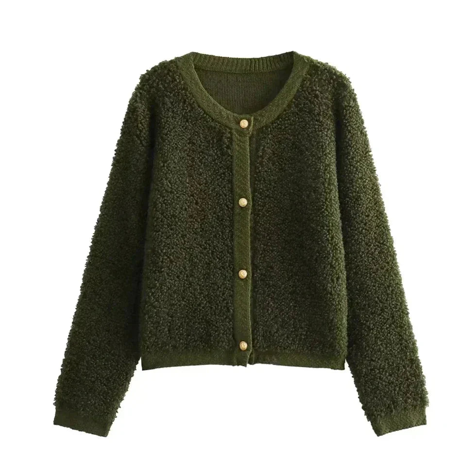 Gilet teddy pour femmes, chaud et doux avec boutons et poches
