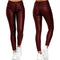 Dames Vrouwelijke Skinny Broek in Leerlook met Stretch en Zakken