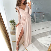 Gala Maxi Dress with Cold Shoulder and Split