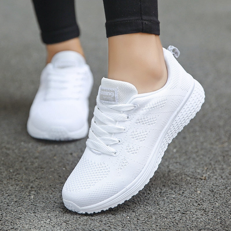 Sportieve Sneakers Met Ademend Mesh En Veters Voor Dames