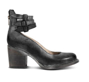 Vintage Women's Pumps with Strap Buckles and Block Heel