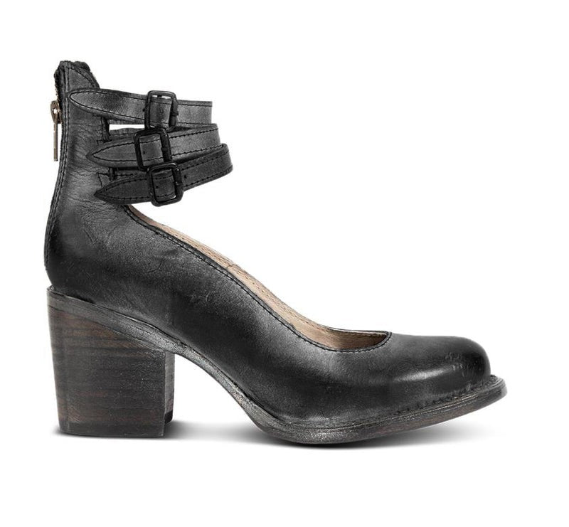Vintage Women's Pumps with Strap Buckles and Block Heel