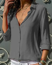 Blouse Met Lange Mouwen En Kraag Voor Dames