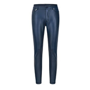 Dames Vrouwelijke Skinny Broek in Leerlook met Stretch en Zakken