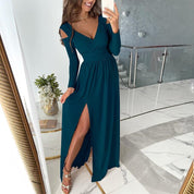 Gala Maxi Dress with Cold Shoulder and Split