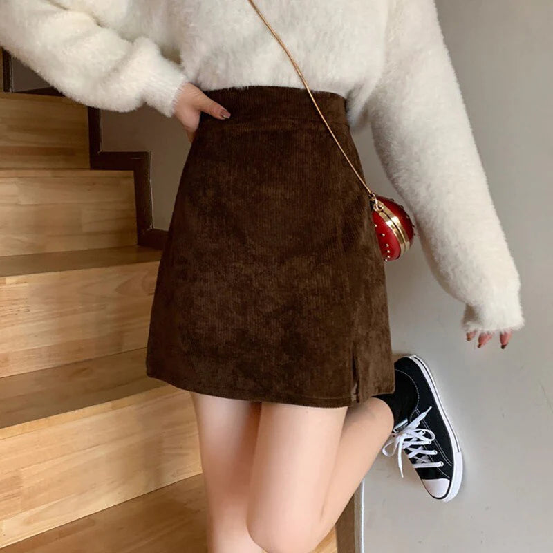 Jupe Mini Élégante Taille Haute Avec Fente