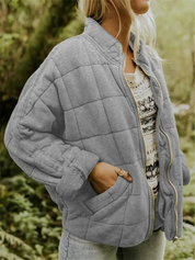 Quilted Bomberjack Met Ritssluiting En Steekzakken