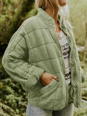 Quilted Bomberjack Met Ritssluiting En Steekzakken