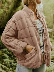 Quilted Bomberjack Met Ritssluiting En Steekzakken