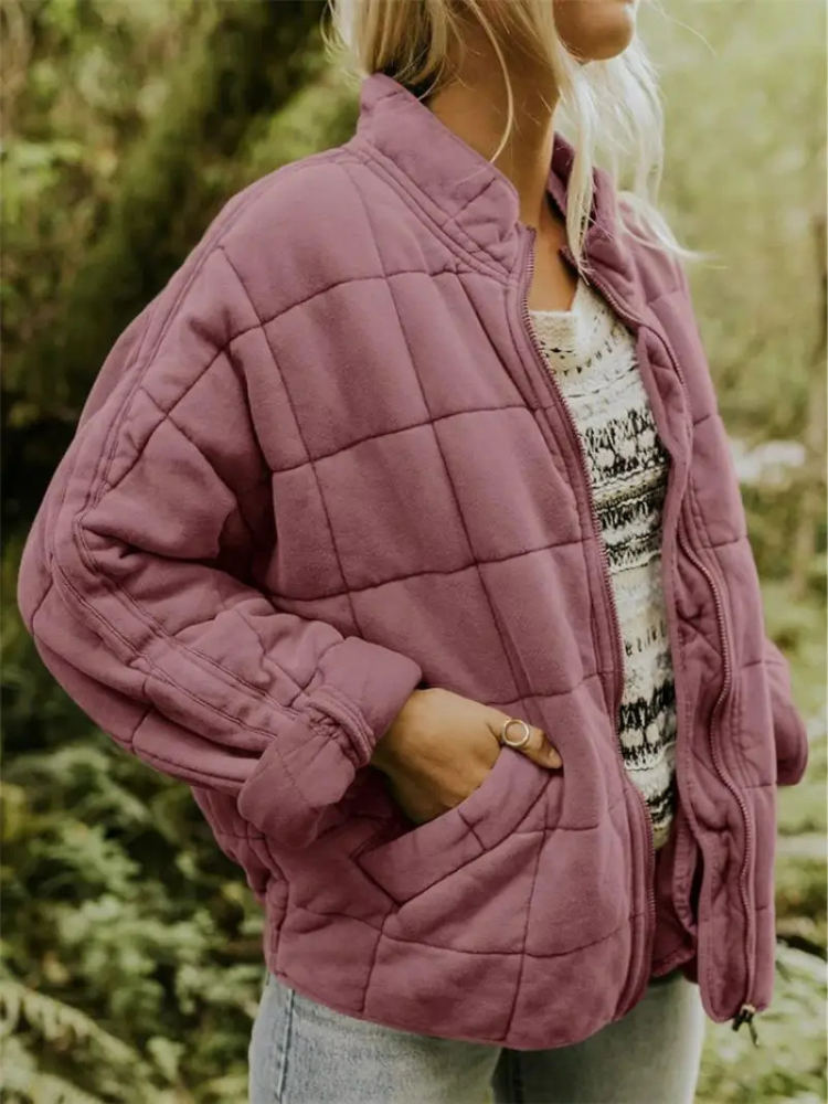 Quilted Bomberjack Met Ritssluiting En Steekzakken