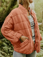 Quilted Bomberjack Met Ritssluiting En Steekzakken