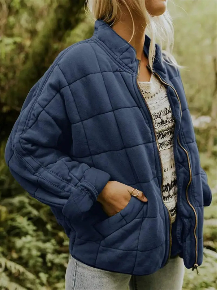 Quilted Bomberjack Met Ritssluiting En Steekzakken