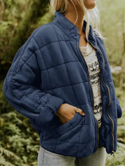 Quilted Bomberjack Met Ritssluiting En Steekzakken