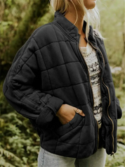 Quilted Bomberjack Met Ritssluiting En Steekzakken