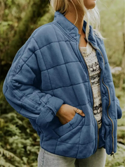Quilted Bomberjack Met Ritssluiting En Steekzakken