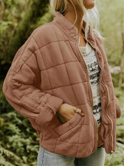 Quilted Bomberjack Met Ritssluiting En Steekzakken