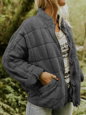Quilted Bomberjack Met Ritssluiting En Steekzakken