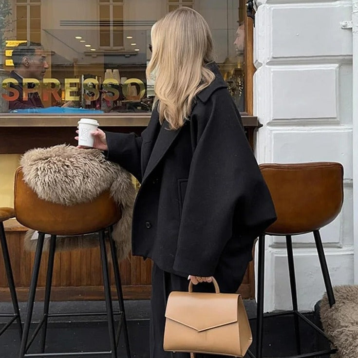 Elegante Vrouwen Oversized Winter Peacoat Jas Met Knoopsluiting