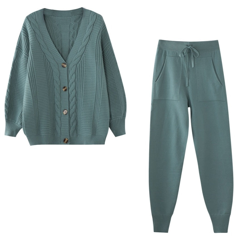 Gebreide Dames Loungewear Set met Cardigan en Broek